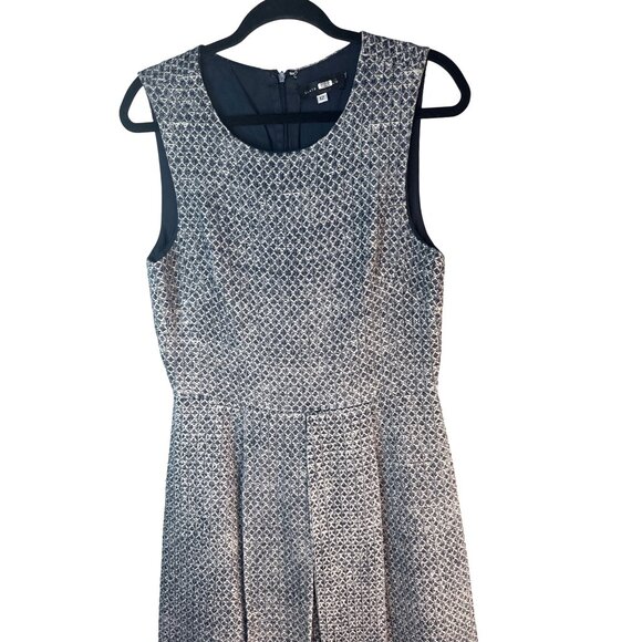 2/$30 Sleeveless Tweed Dress Size 12 By Slate & Willow In Navy Blue/White - Picture 7 of 11
